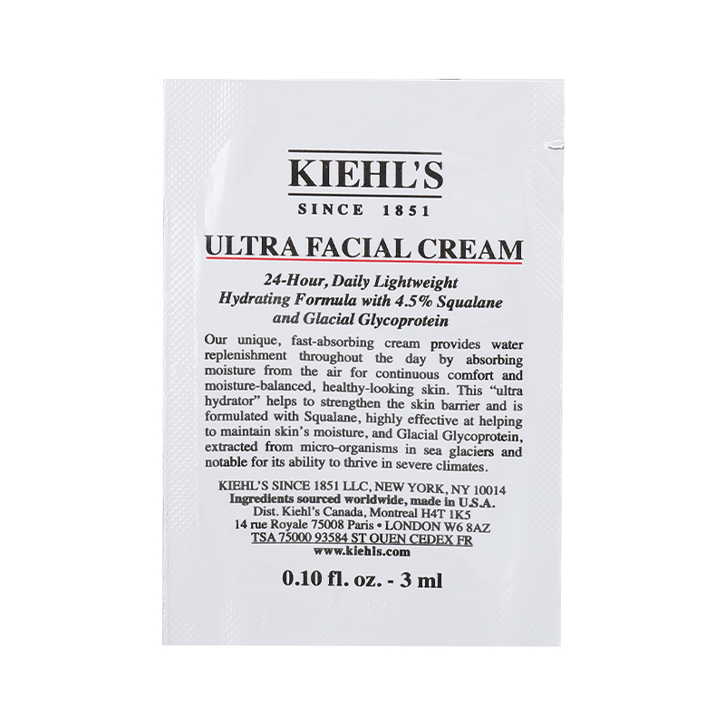 10片装 专柜小样 科颜氏高保湿面霜3ml 角鲨浣保湿霜滋润 27年