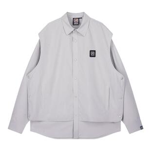 HEA 醒狮机能风马甲假两件长袖衬衫男2025秋冬新款设计感宽松上衣