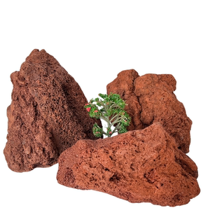 红色火山石大块砌墙造景水族箱培菌罗汉鱼缸铺面石过滤石头装饰