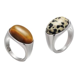 复古冷淡风棕色天然石虎眼石戒指指环小众个性银色 黄铜镀白金色