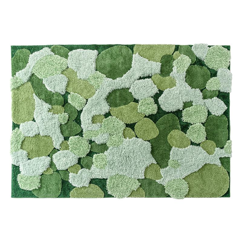 森林苔蘚地毯客廳茶幾毯臥室床邊ins風(fēng)春日綠色輕奢高級毛絨地墊
