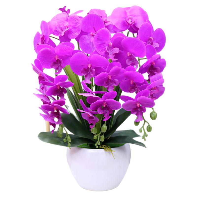 仿真蝴蝶兰高档手感PU装饰花客厅茶几摆设花酒柜餐桌空调假花摆件