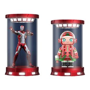 LYB乐一百适用泡泡玛特MOLLY400%bearbrick透明展示盒灯光防尘罩