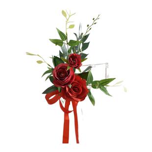 婚庆婚礼椅背花仿真绢花酒店教堂庆典椅子装饰用花束楼梯婚车绑花