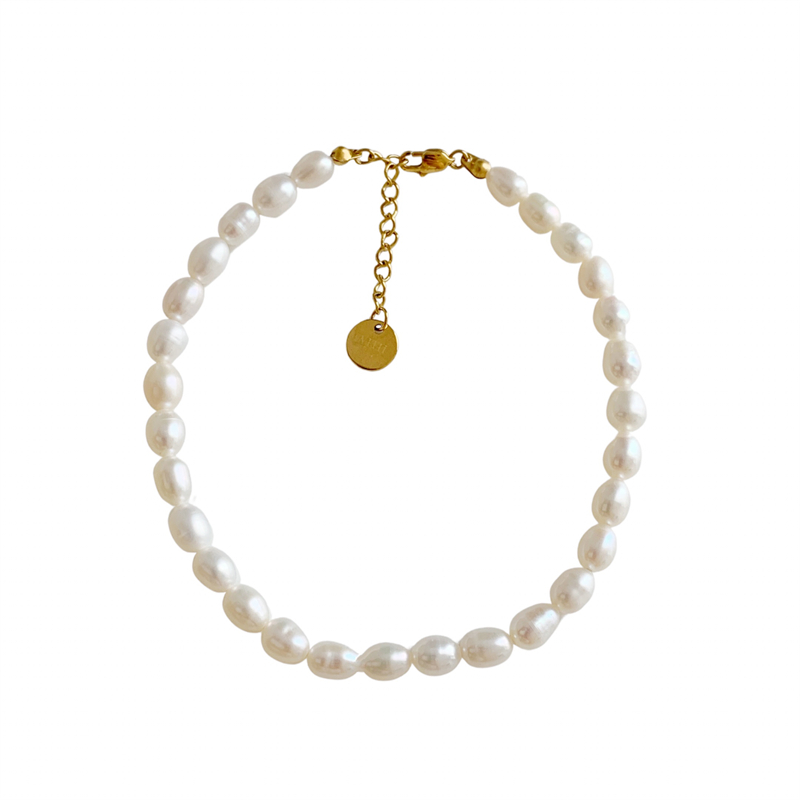 WITH GJ 欧美ins博主同款百搭时髦天然淡水珍珠脚链简约气质