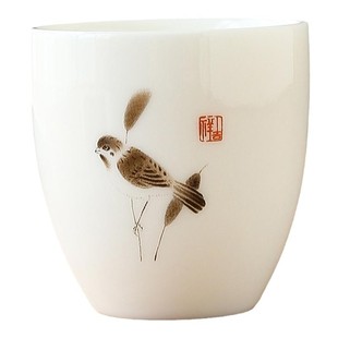 100ml大号白瓷品茗杯家用普洱茶杯羊脂玉单杯茶盏功夫茶具主人杯