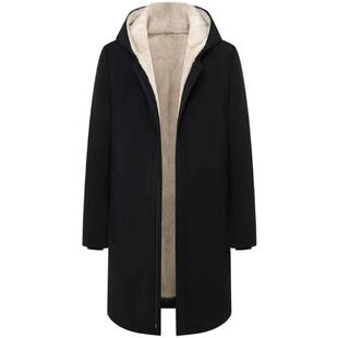 中长款连帽进口银蓝水貂内胆派克服男款男士真皮皮草大衣毛皮风衣