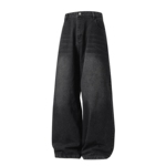 男士黑色牛仔裤男直筒裤宽松慵懒裤子休闲裤拖地裤阔腿裤男款秋季