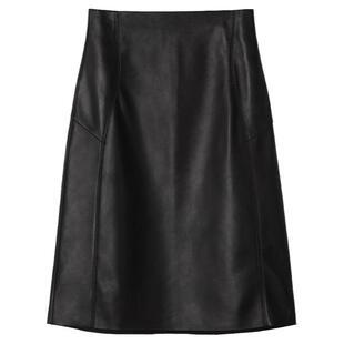 ROCO春季新款 真皮皮裙绵羊皮哑光光泽感包臀裙半身裙高腰中长款