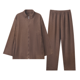 芬腾可安睡衣男士半边绒秋冬款珊瑚绒加厚加绒男款家居服拉链冬季