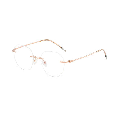 无框眼镜女近视度数可配超轻纯钛