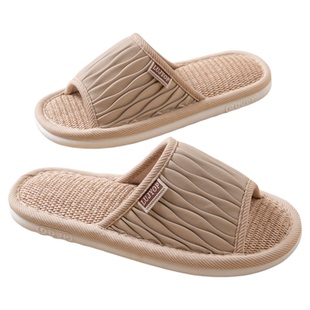 ECAC亚麻拖鞋女四季室内家居家用防滑透气吸汗棉麻布地板拖鞋女士