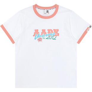 Aape女装春夏猿人字母印花拼色圆领美式休闲个性短袖T恤1511XXM