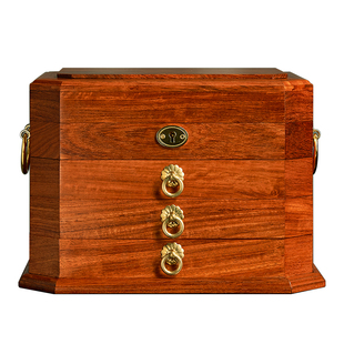 缅甸花梨首饰盒收纳盒中式实木梳妆盒百宝箱红木珠宝盒情人节礼物