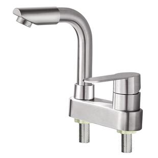 304不锈钢洗面盆单把双孔冷热水龙头老式洗脸盆双把三孔浴室台盆