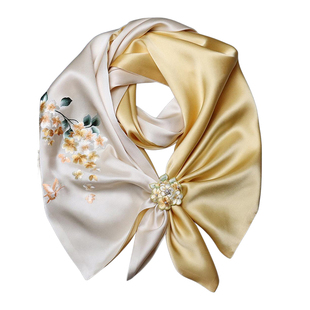 真丝丝巾 丝巾扣女苏绣妈妈长辈桑蚕丝围巾礼品盒礼物丝绸中国风