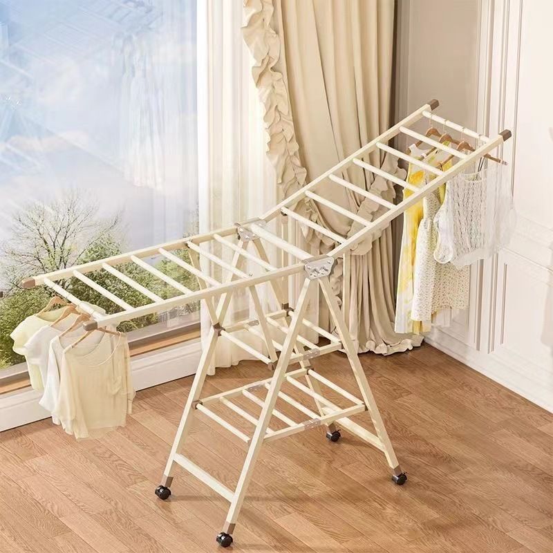 可折叠晾衣架阳台落地家用卧室多功能凉晒被子晒衣架杆碳钢挂衣晒