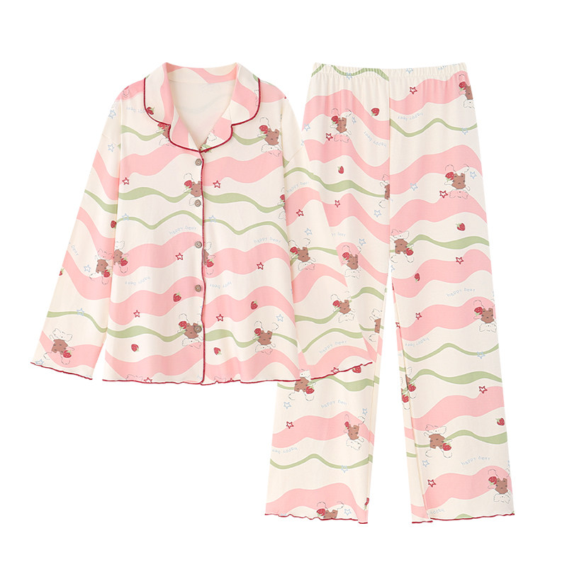 春秋季女款纯棉睡衣家居服套装