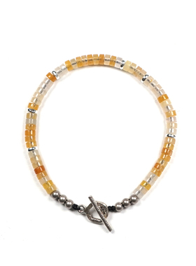 pohier天然黄玉纯银手链