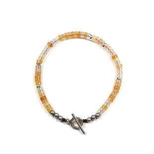 POHIER宝喜儿小众设计天然黄玉石纯银情侣手链男女串珠生日礼物