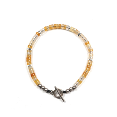 pohier天然黄玉纯银手链