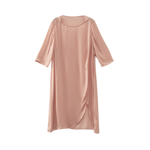 美丽客栈原创高端大码女装胖mm200斤加肥加大圆领缎面七分袖T恤夏