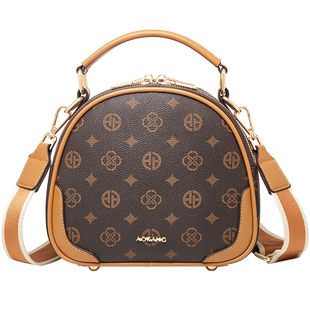 奥康小圆包2025新款老花女包大容量单肩包手提通勤大包妈妈斜挎包