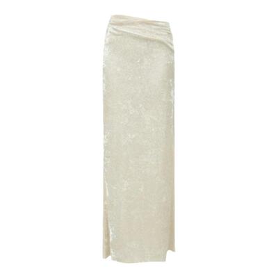 女丝绒半裙半身裙露腰褶皱长裙子