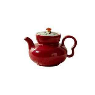 雅器茶居—郎红手绘花畔燕归陶瓷茶壶家用单壶带过滤球孔手执壶