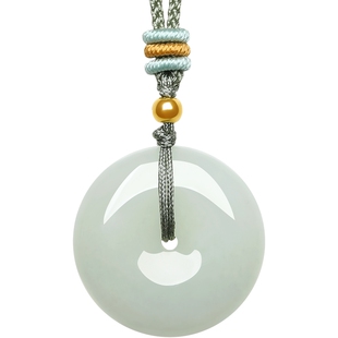 六桂福珠宝足金和田玉平安扣吊坠编绳黄金小金珠新年礼物