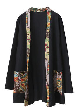 春季新款风衣拼接花边外搭居士服