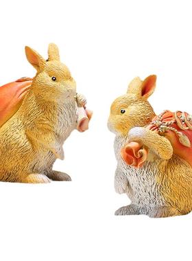 兔子摆件纯黄铜钱兔似锦桌面招财