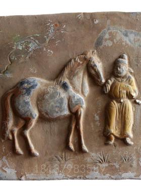 汉砖马拉车画像砖画像石拓片素材汉朝壁画秦砖汉瓦字砖灰陶摆件