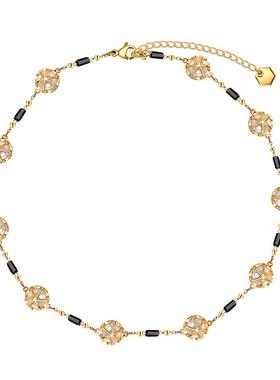 HEYU ISLAND/黑鱼岛新款日月同辉黑水晶夹珠波西米亚风项链女