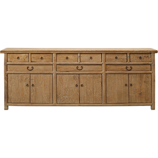 原木色中式复古客厅餐实木玄关存储收纳置物边柜装饰搭配古旧家具