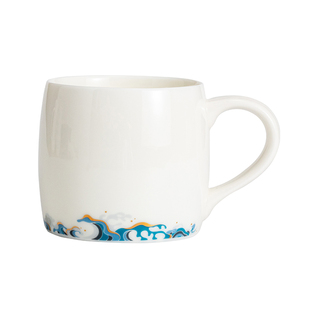 「上下一白」450ML 大容量咖啡杯 牛奶杯 马克杯带盖带勺水杯