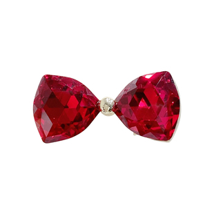 韩国高级感精致红色水晶鸭嘴夹刘海侧边发卡侧耳蝴蝶结发夹头饰女