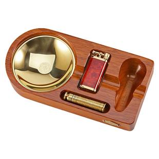 JIFENG季风实木烟斗架座斜火专用火机压棒醒草盘烟斗工具全套礼盒