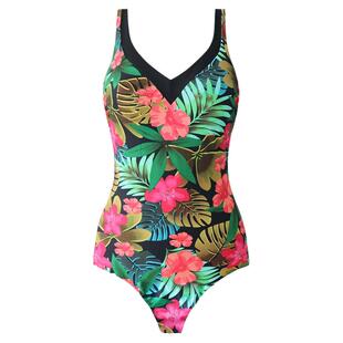 BE范德安2025爆款大码女士连体泳衣高级感印花显瘦竞速温泉游泳衣