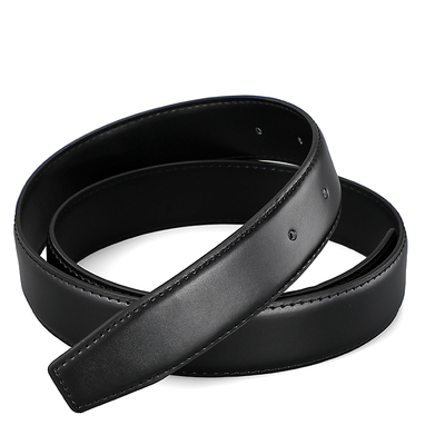 双面牛皮无头皮带真皮针扣男士不带头黑色打孔冲眼商务无扣腰带身