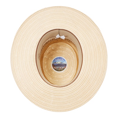 美国产Stetson草编礼帽西部牛仔草帽平檐帽骑马帽羽毛遮阳帽草帽