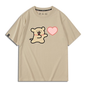 情侣2023新款夏季线条小狗联名周边t恤潮牌烫画衣服一男一女短袖