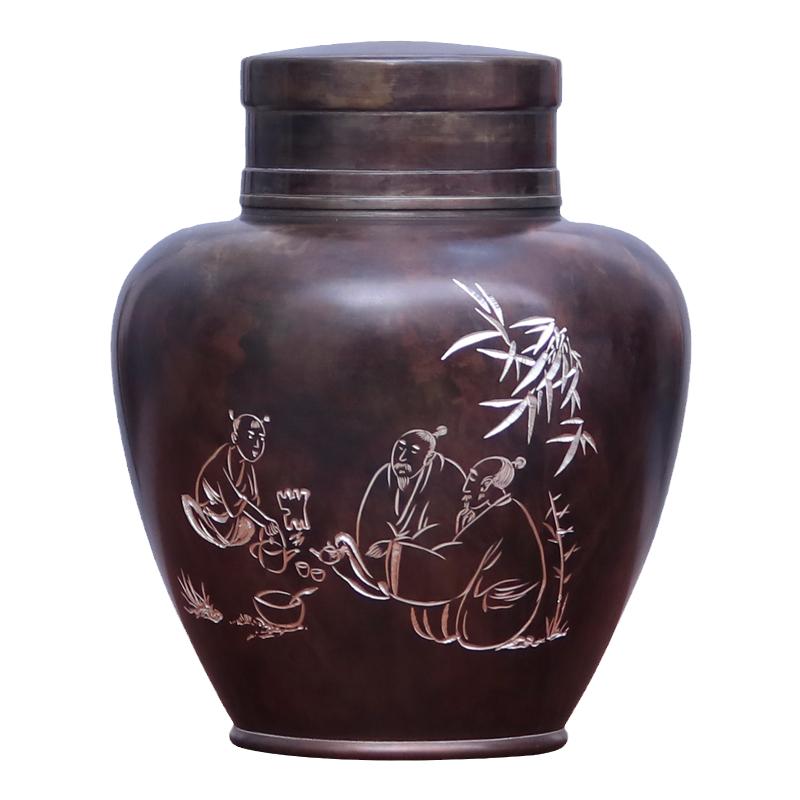 750克手工精细雕刻复古做旧茶仓
