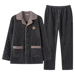 芬腾男士睡衣秋冬保暖可外穿珊瑚绒抗静电柔软舒适亲肤家居服套装