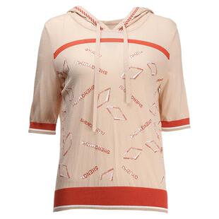 声雨竹2024夏季薄款连帽针织衫女中袖字母印花宽松外搭空调衫