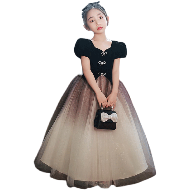 儿童礼服大童晚礼服合唱秋冬款高端走秀公主裙女童主持人钢琴演奏