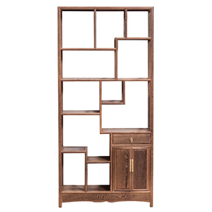 红木家具鸡翅木博古架实木中式茶叶柜小多宝阁客厅玄关隔断置物架