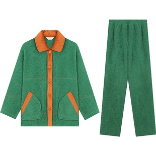 秋鹿珊瑚绒冬天睡衣女2026年新款米粒绒加厚开衫家居服可外穿女款