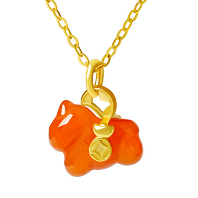 宫里上新南红玛瑙项链小马吊坠