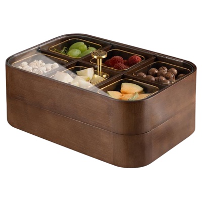中式实木干果盒分格带盖收纳盒